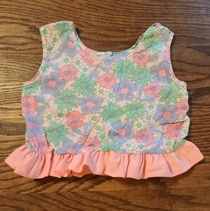 VINTAGE adorable Montgomery Ward floral crop top 4t daisy dragonfly
